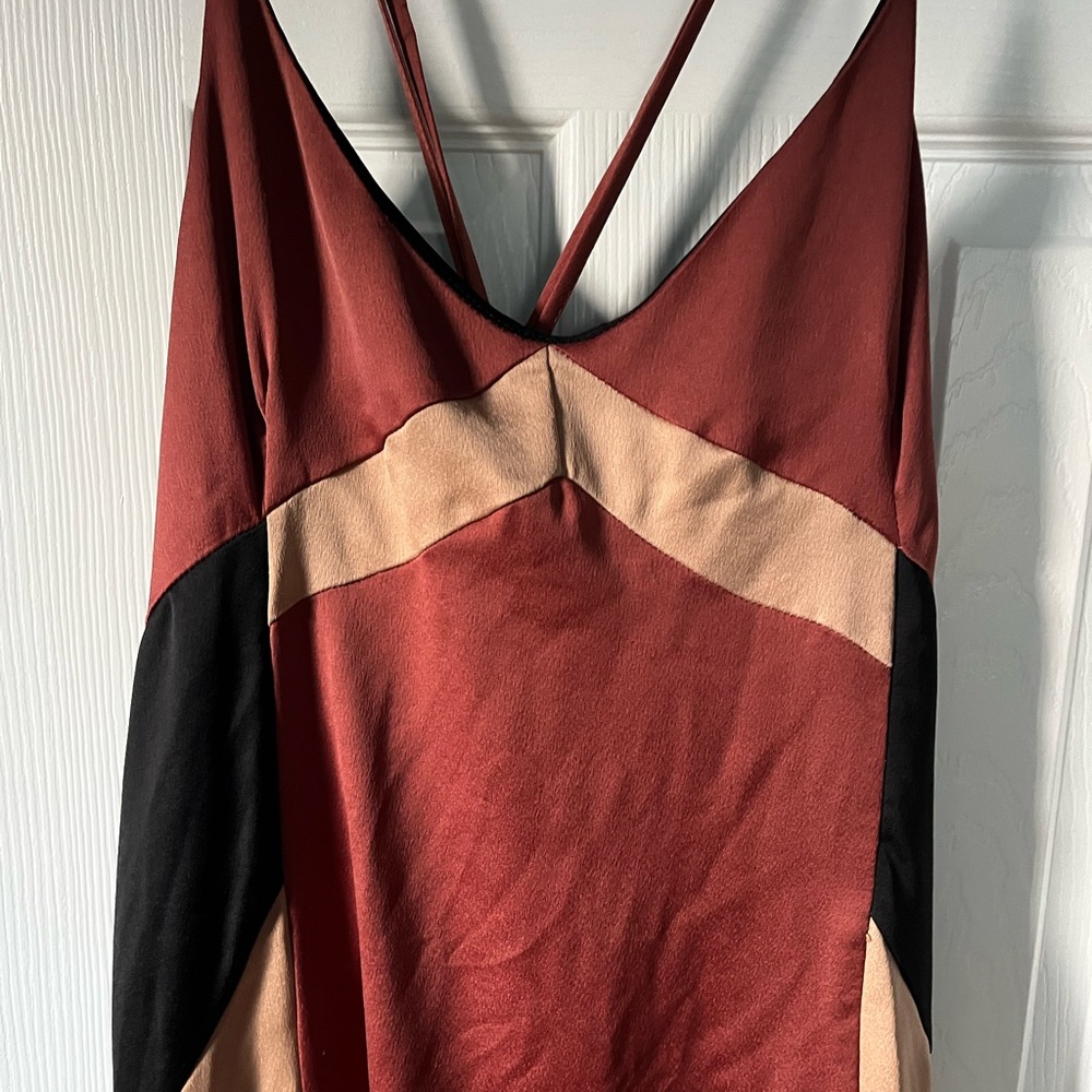 Sleek Colorblock Midi Slip Dress